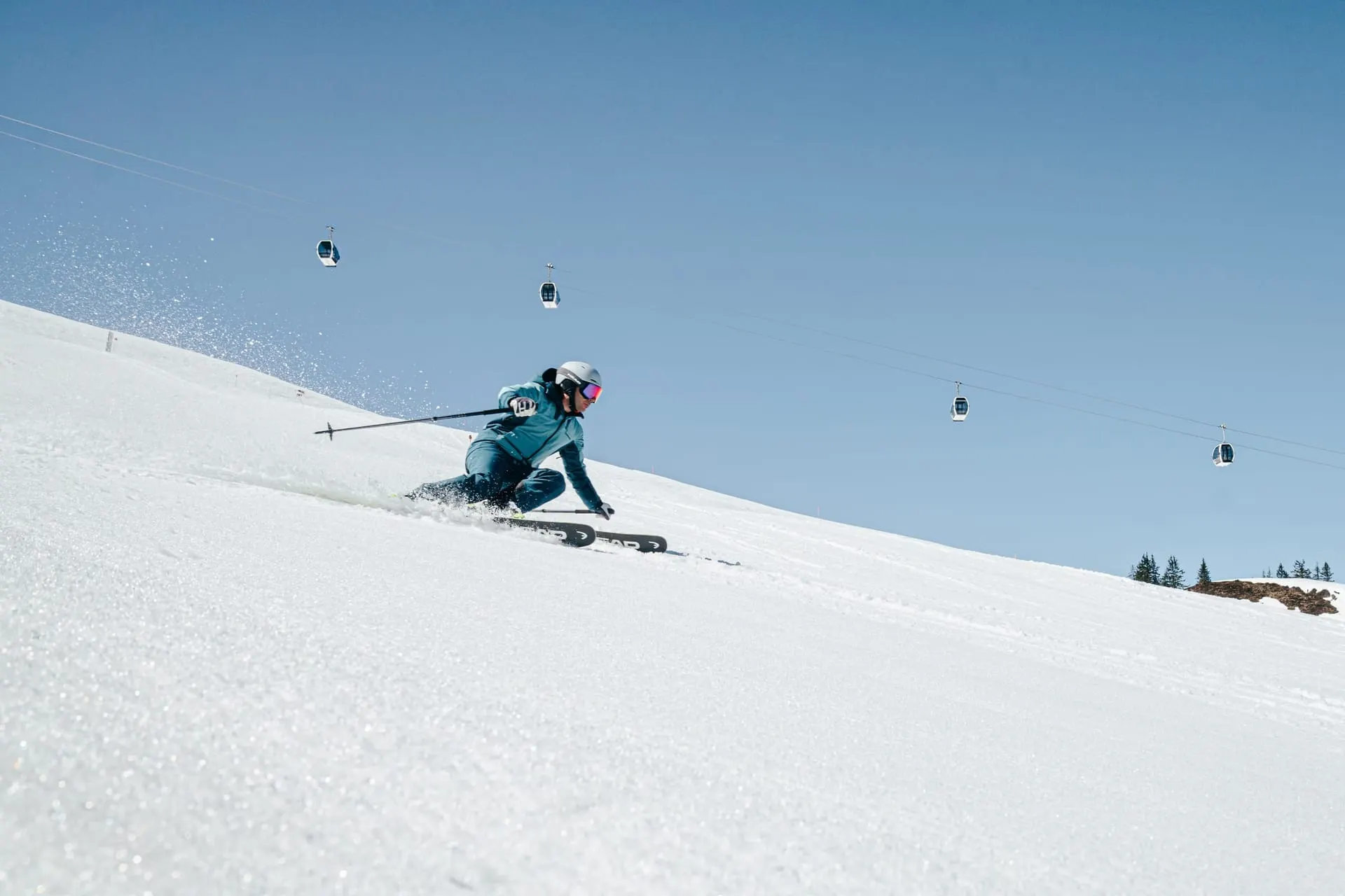 Skier in the Silvretta Montafon with gondola lift